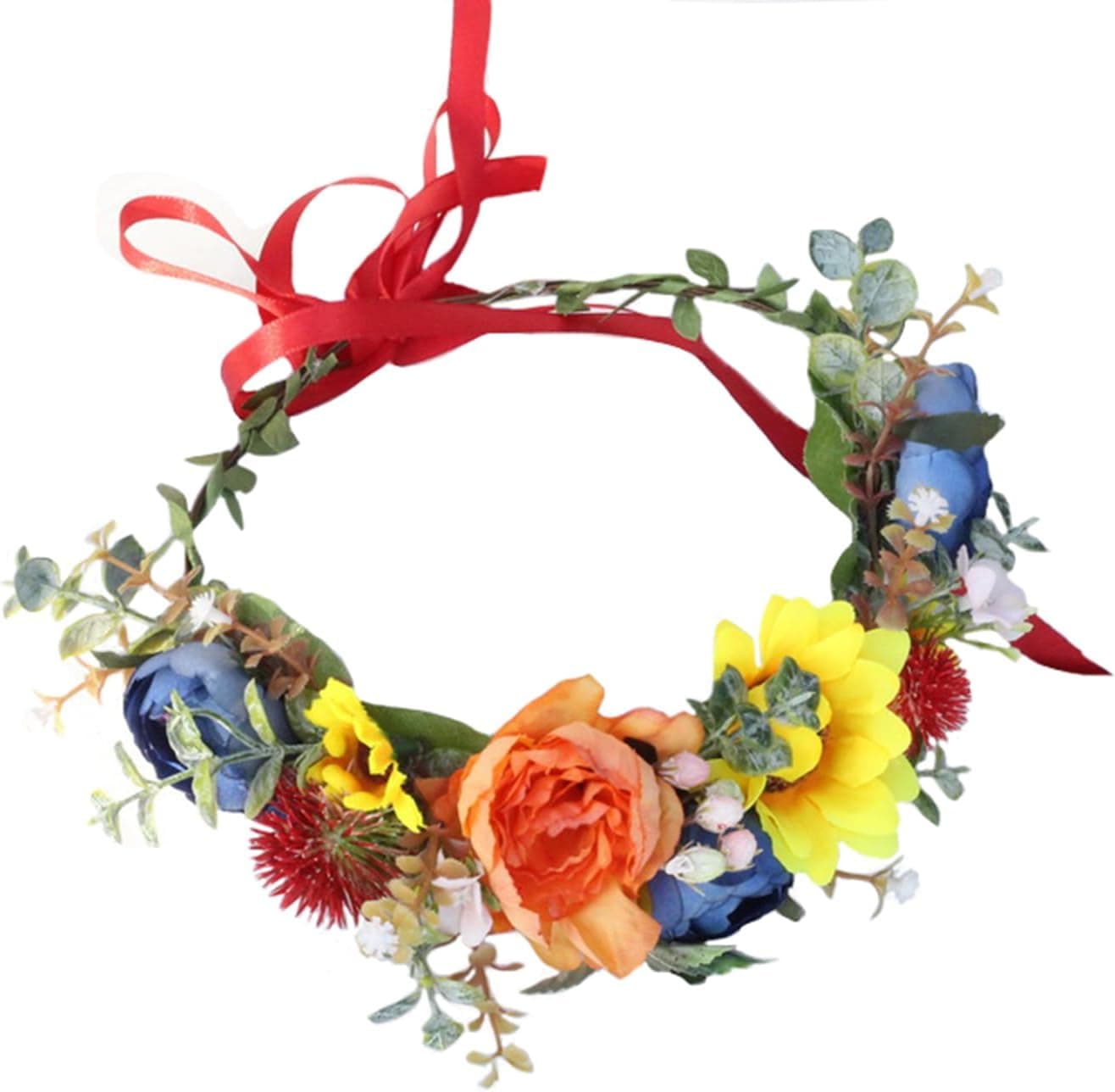 Vivivalue Floral Crown Girl Floral Headband Flower Headpiece Halo Wedding Party Photos