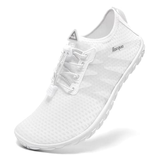 Racqua Womens Water Shoes Quick Dry Barefoot Beach Swim Shoes Lightweight Surfing Diving Kayaking Yoga Sports Aqua Shoes White 10 Women/9 Men