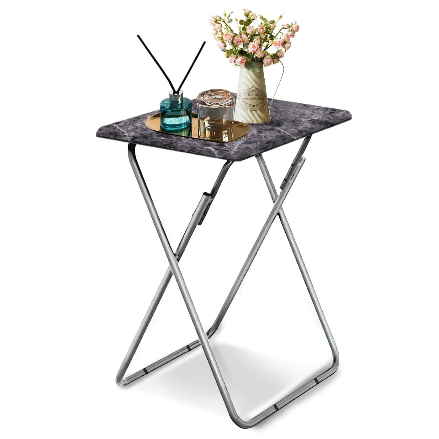 Garden 4 you Portable Folding TV TrayTV Trays Foldable Dinner Snack Trays Table Portable Foldable Table Small Sofa Bedside Tables with Light Weight 15 x 189 x 26 inBlack Marble1PC