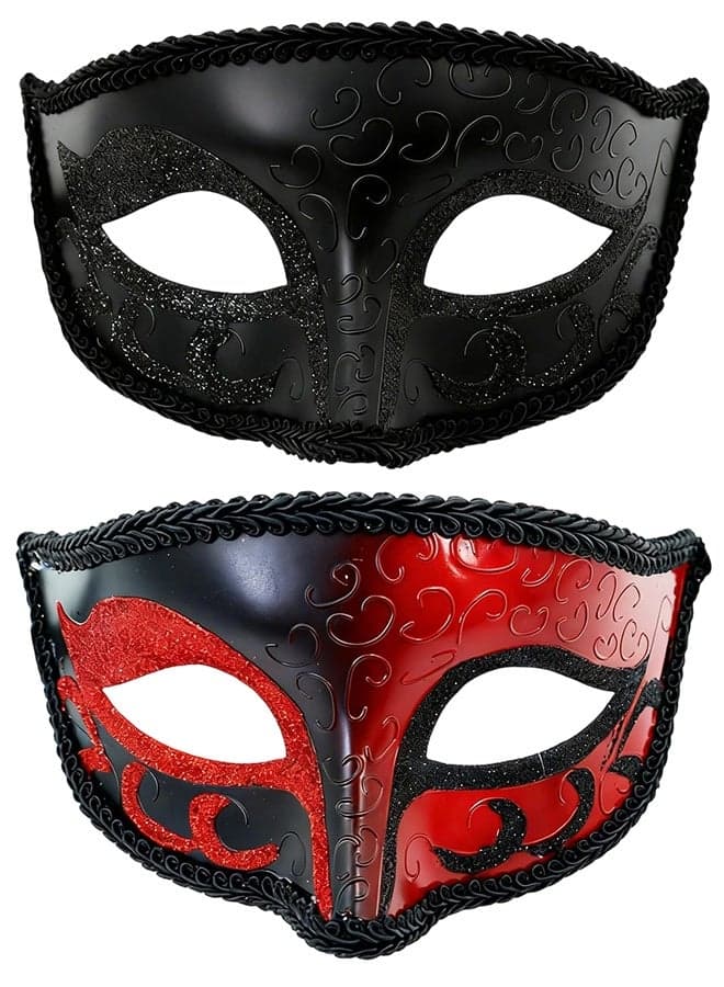 Masquerade Masks for Men and Women, 2 PCS Venetian Couples Half Face Lace Masks, Suitable for Masquerade Ball, Venetian Carnival Parties, Bars and Halloween