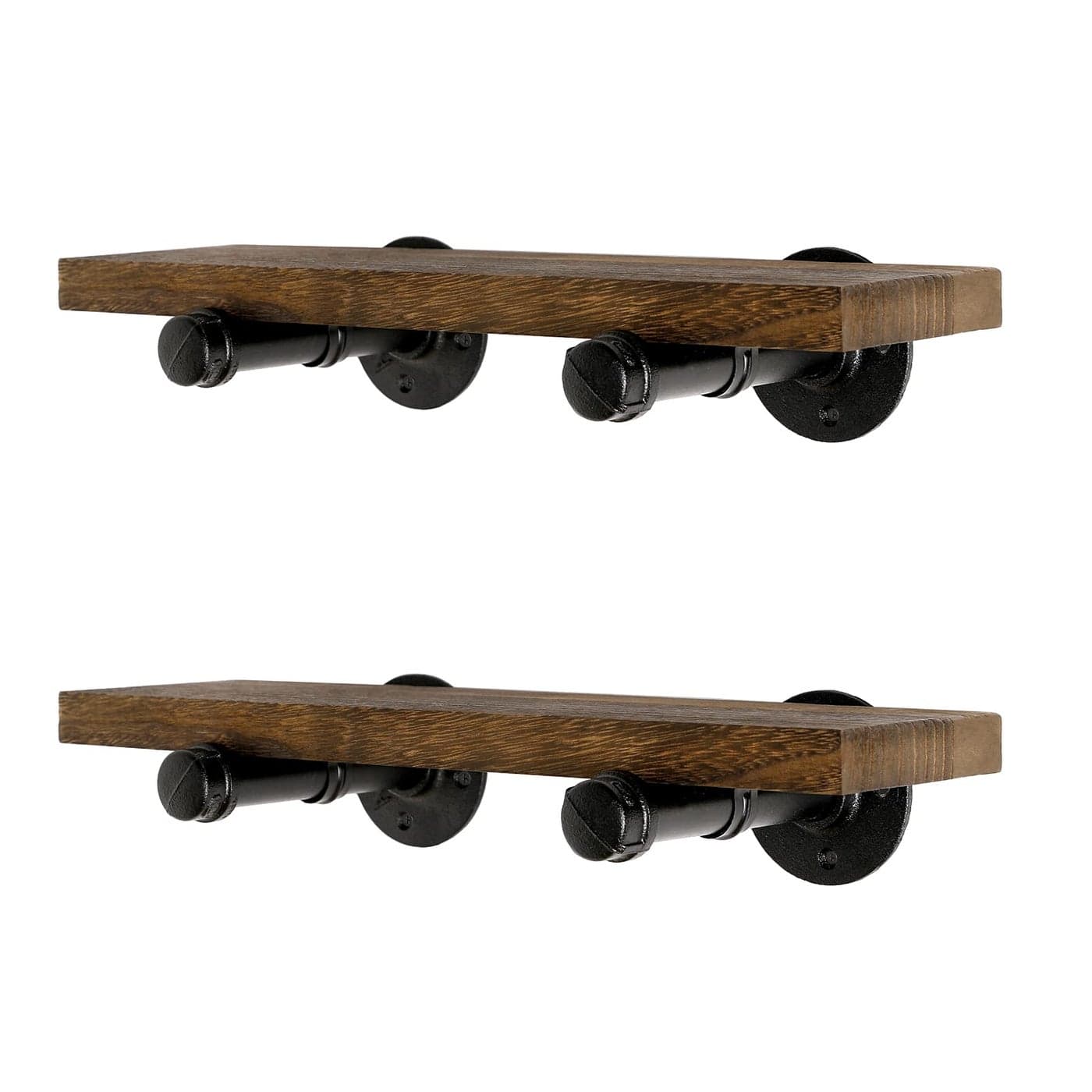 Home TZH Wall Mounted Floating Shelves Floating Shelves with Industrial Pipe Brackets Set of 2 Rustic Wood Storage Shelf for Bedroom Living Room Bathroom Kitchen Office and More 2 Brown