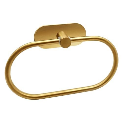 Self Adhesive Towel Ring Brushed Gold Adhesive Hand Towel Holder Stainless Steel Oval Hand Towel Ring No Drilling Modern Hand Towel Hanger for Bathroom Kitchen Accessories