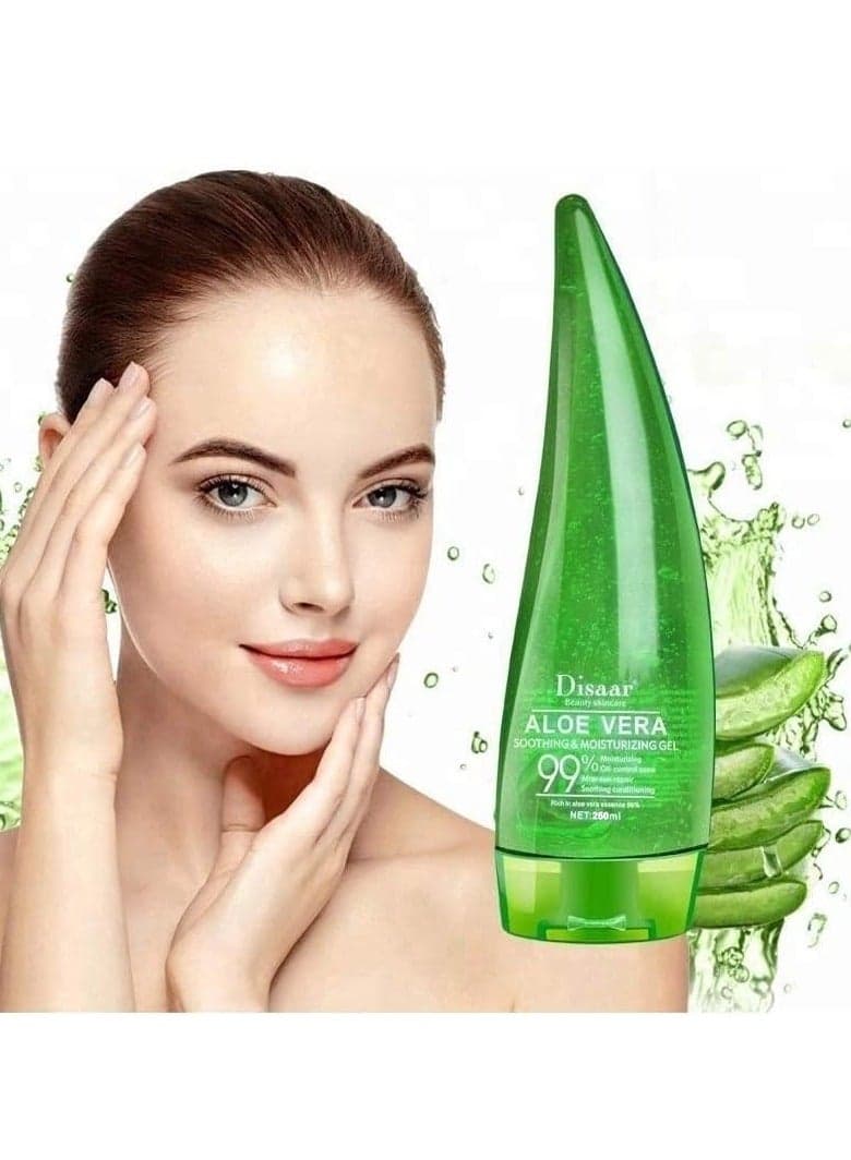 DISAAR BEAUTY Aloe Vera 99% Soothing Gel Cream Liquid High Moisturizing Very Mild 260Ml