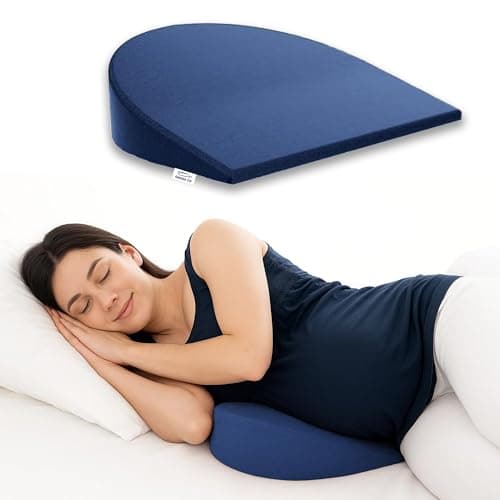 GADDA CO Pregnancy Pillow for Pregnant Women | Memory Foam Maternity Wedge Pillow for Belly & Back Support | Soft Support for Baby Bump During Pregnancy | Compact & Comfortable Design (Navy Blue)