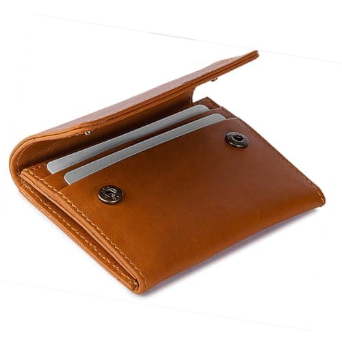 DailyObjects Tan Women's Flip Top Card Wallet | Made with Vegan Real Leather Material | Carefully Handcrafted | Holds up to 5 Cards | Slim and Easy to Fit in Pocket | Safety with Button Closure |