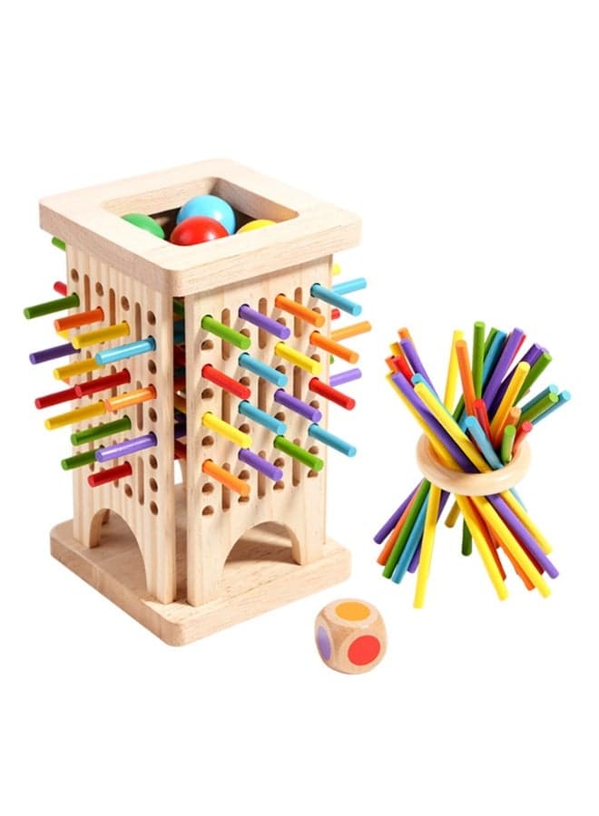 Montessori Game Wooden Board Game, 30 Colorful Wooden Sticks Dice Game Math Educational Toys for 3 4 5 6 Years Old, Early Learning Toy, Fine Motor Skills Toys & Counting Toy Family Game Travel Toys Gifts for Kids