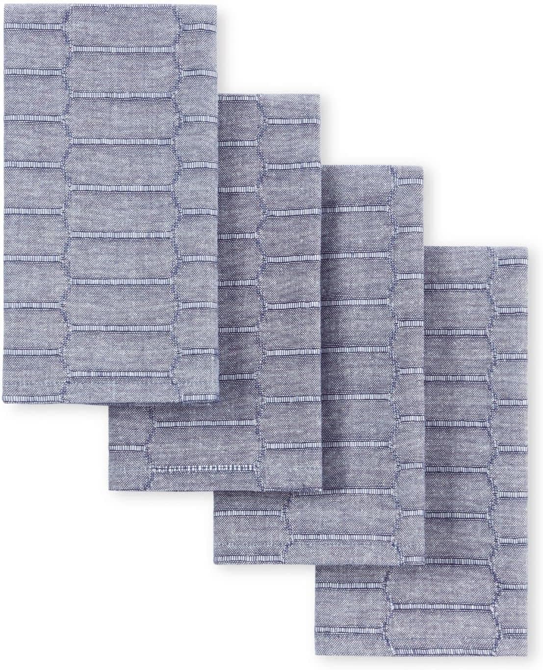 Martha Stewart Honeycomb Modern Farmhouse Napkin 4Pack Set Blue 19x19