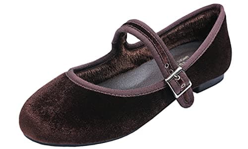 FEVERSOLE Women's Soft Cushion Extra Padded Comfort Round Toe Mary Jane Metal Buckle Fashion Ballet Flats Walking Shoes Chocolate Velvet 7.5 M US