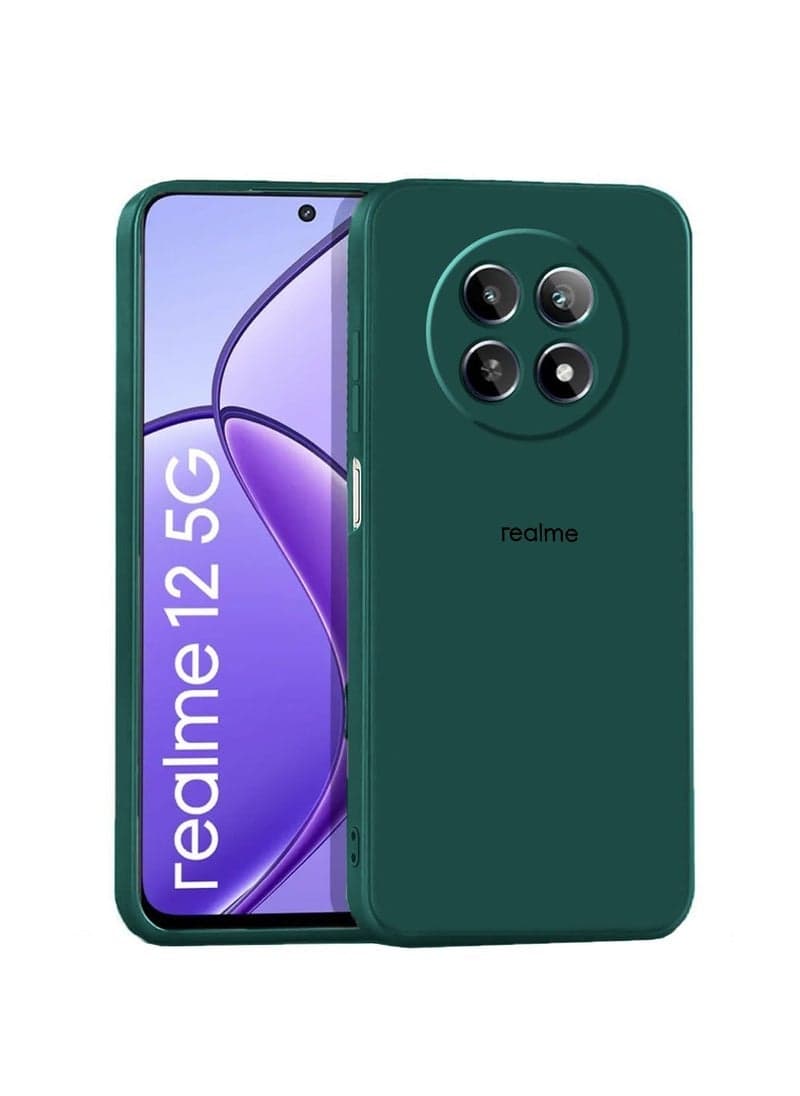 Premium Soft Liquid Silicone Case Cover for Realme 12 5G 2024 – Shockproof, Scratch-Resistant, Soft Touch Protective Case – Dark Green