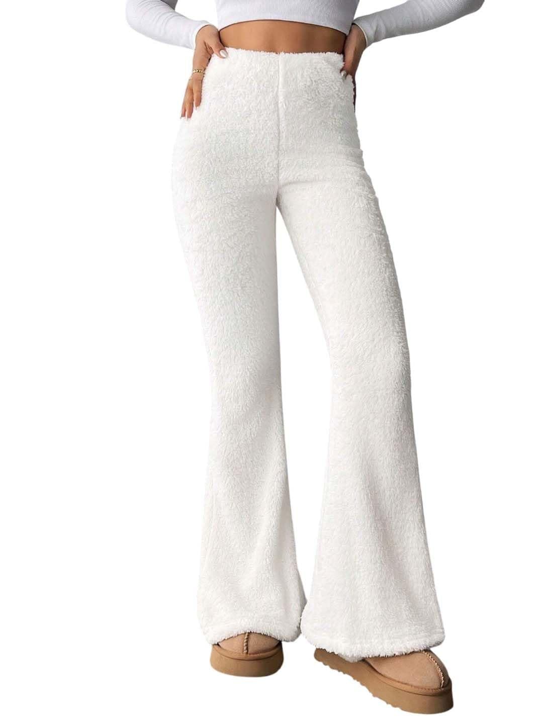 KOTTY Women's TR Fabric Shine White Wide Leg Trousers(White,30)_KTTWOMENSPANT851L