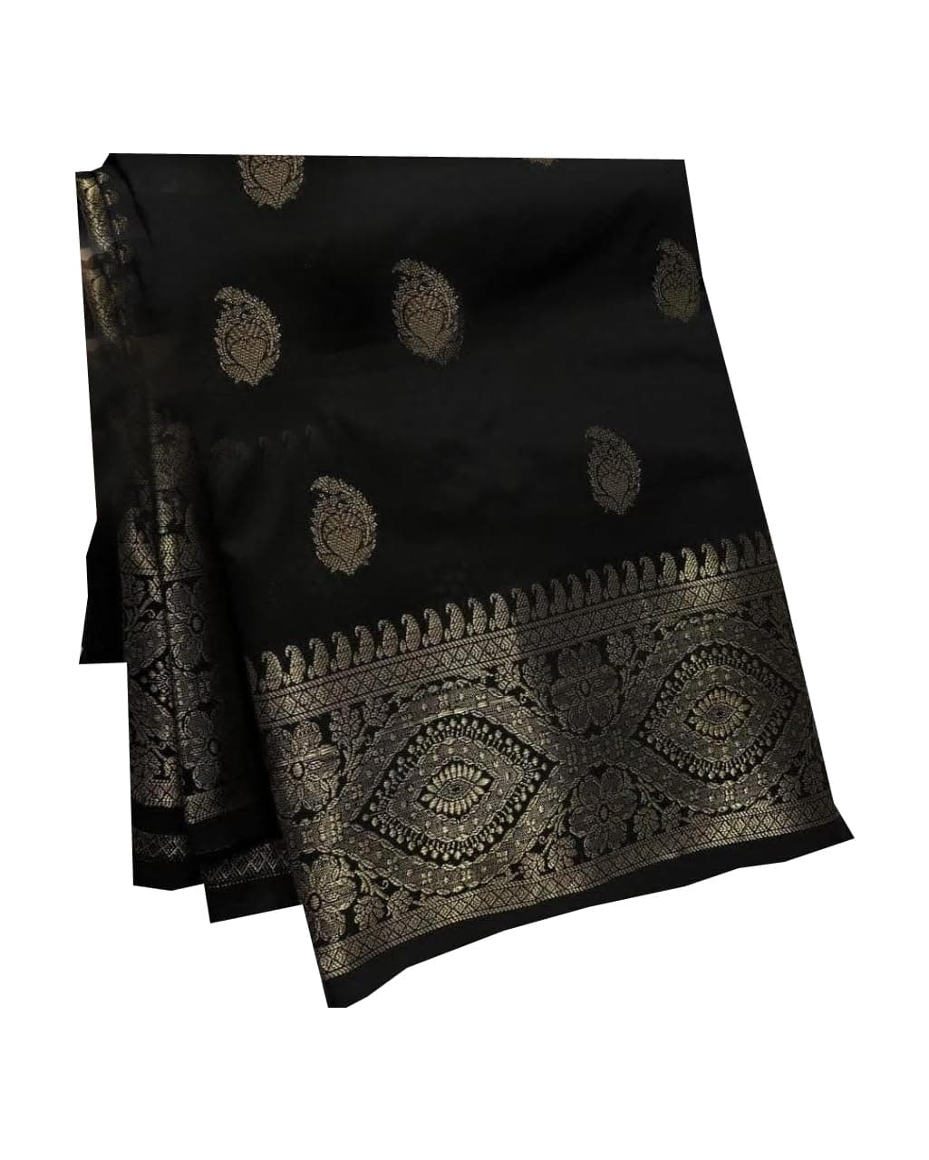 HAIDER ALI AND SONS Pure Banarasi Soft Katan Silk Saree for Women | Traditional Saree Banarsi Design with Blouse Piece for Women & Girls | Jacquard saree 6.50 Meters_12 (BLACK)