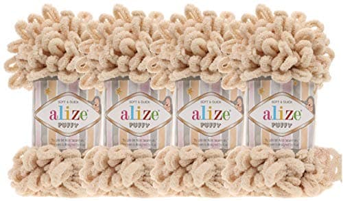 4 skn/Ball Alize Puffy Baby Big Loop Blanket Yarn 100% Micropolyester Soft Yarn 400gr 39.3 yds (310-Honey)