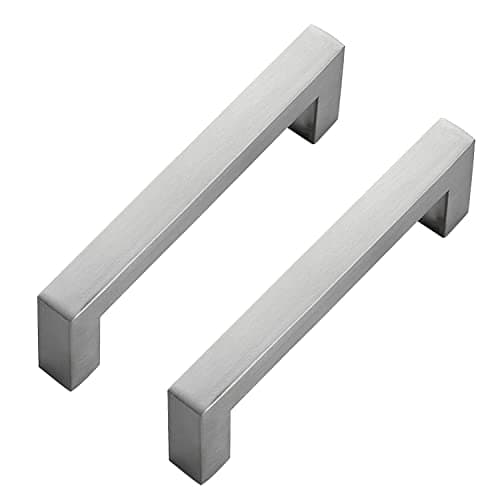 Ravinte 10 Pack Brushed Nickel Kitchen Cabinet Handles 4 Inch Cabinet Pulls Square Kitchen Hardware for Cabinet Drawer Pulls Drawer Handles Come with Screwdriver