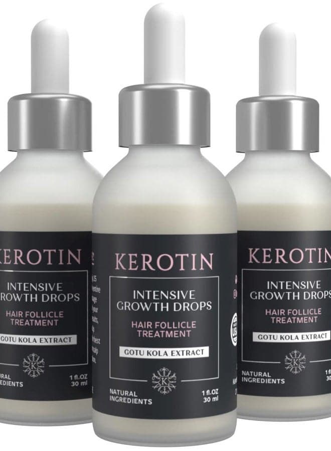 Hair Growth Serum with Castor Oil for Hair Loss in Women, DHT Blocker, Promotes Scalp Care & Thicker Fuller Hair, Thickening Drops, Natural, Sulfate & Cruelty Free, Made in USA - 3 Pack