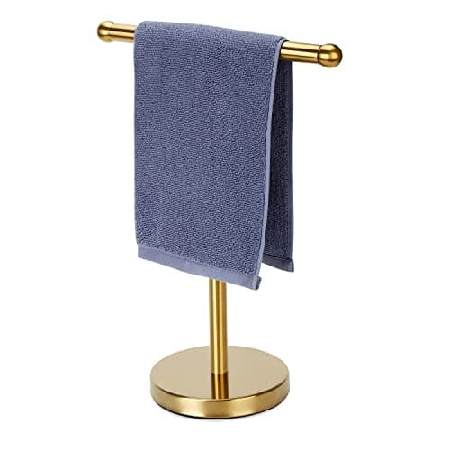 Hand Towel Holder Gold, Hand Towel Rack Stand with Heavy Weighted Base, Countertop Hand Towel Holder Stand for Bathroom,SUS304 Stainless Steel (Gold)