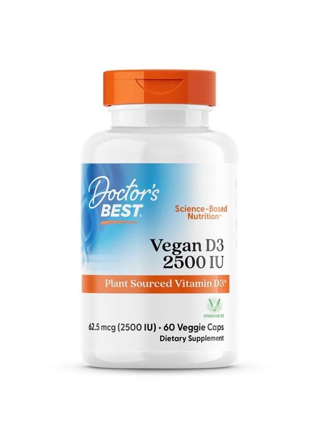 Vitamin D3 2500IU with Vitashine D3, Non-GMO, Vegan, Gluten Free, Soy Free, Regulates Immune Function, Supports Healthy Bones, 60 Count