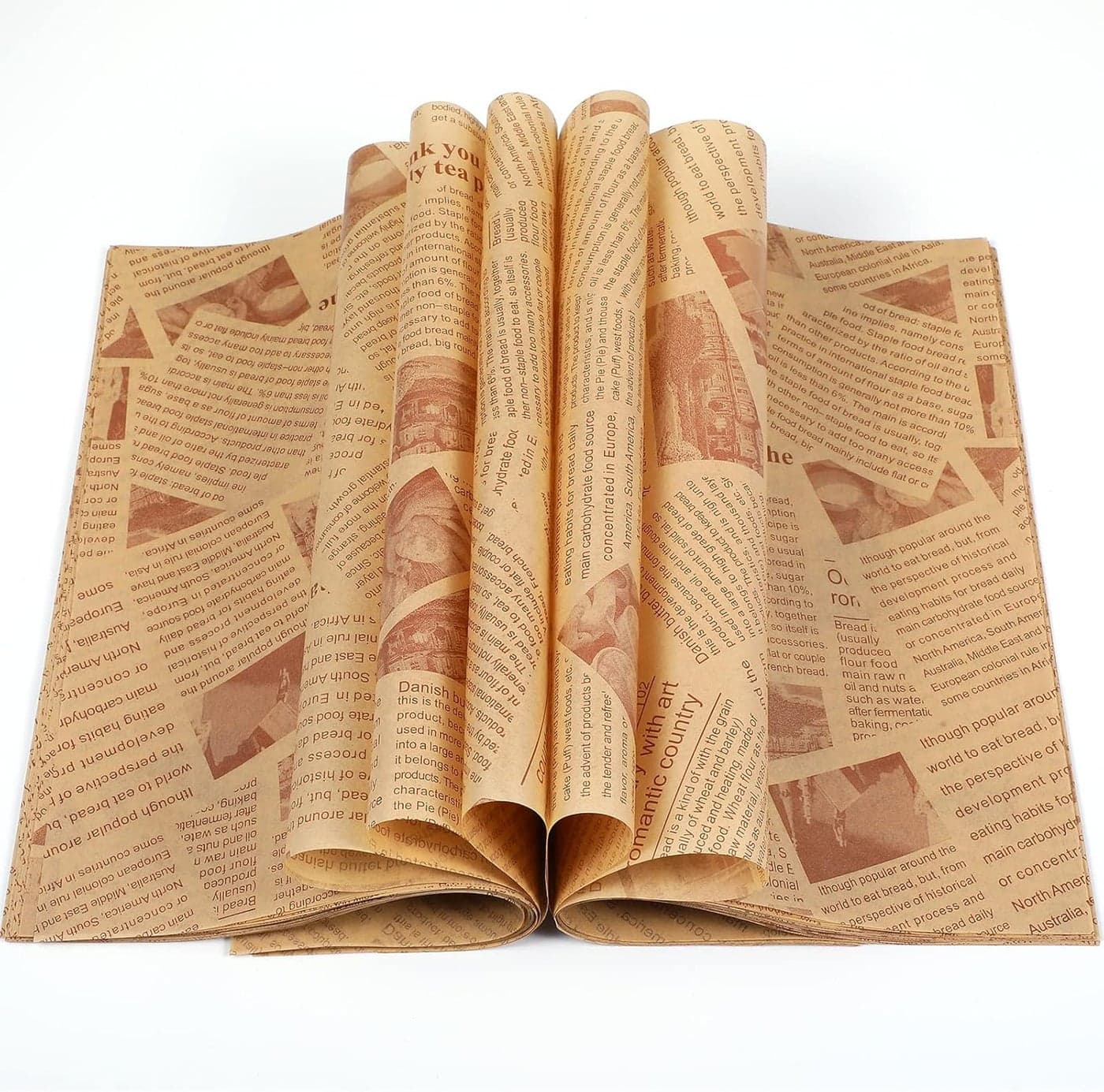 600 Pcs Deli Wax Paper Sheets for Food Newspaper Sandwich Wrapping Paper Baking Newsprint Food Picnic Greaseproof Basket Liners Wax Wrapping Tissue 10 x 10 InchBrown