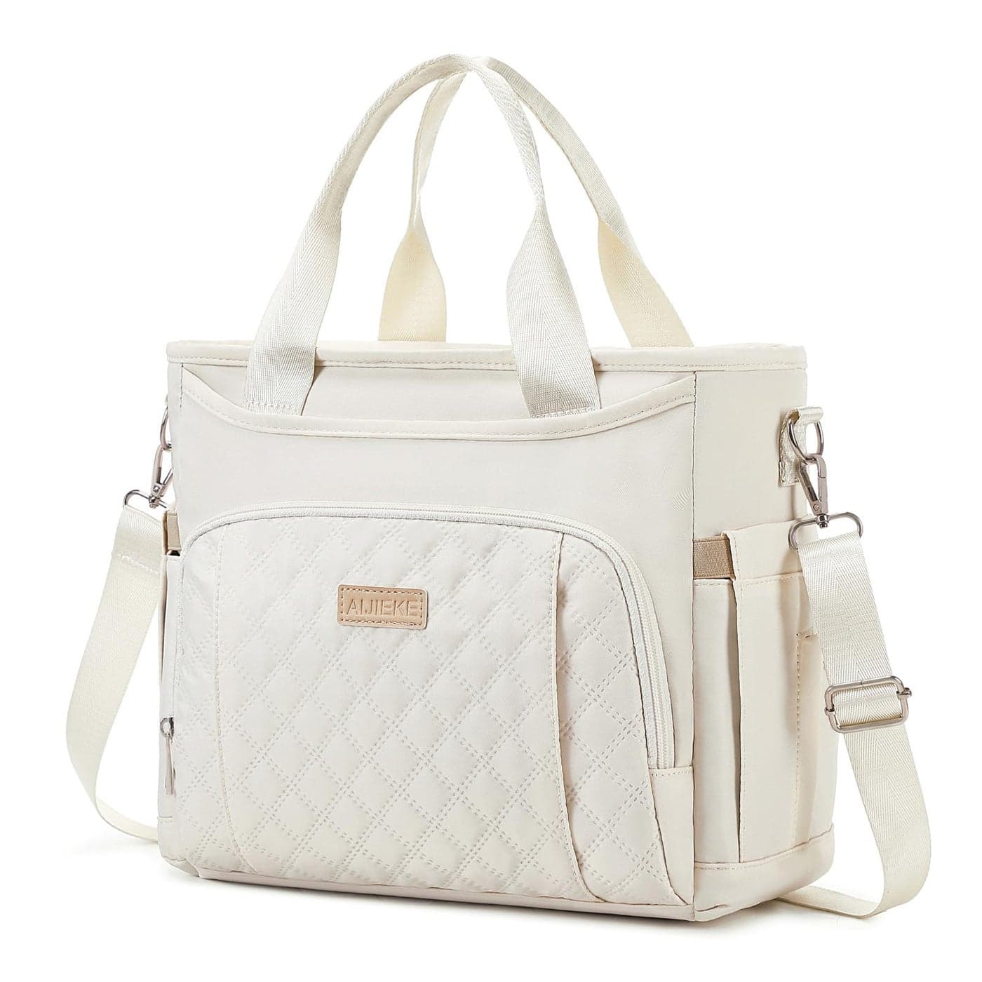 AIJIEKE Insulated Lunch Bag for Women Lunch Box Lunch Tote for Work Large Leak Proof Cooler Bag with Removable Strap Reusable Adult Lunchbag Picnic Office Beach Beige