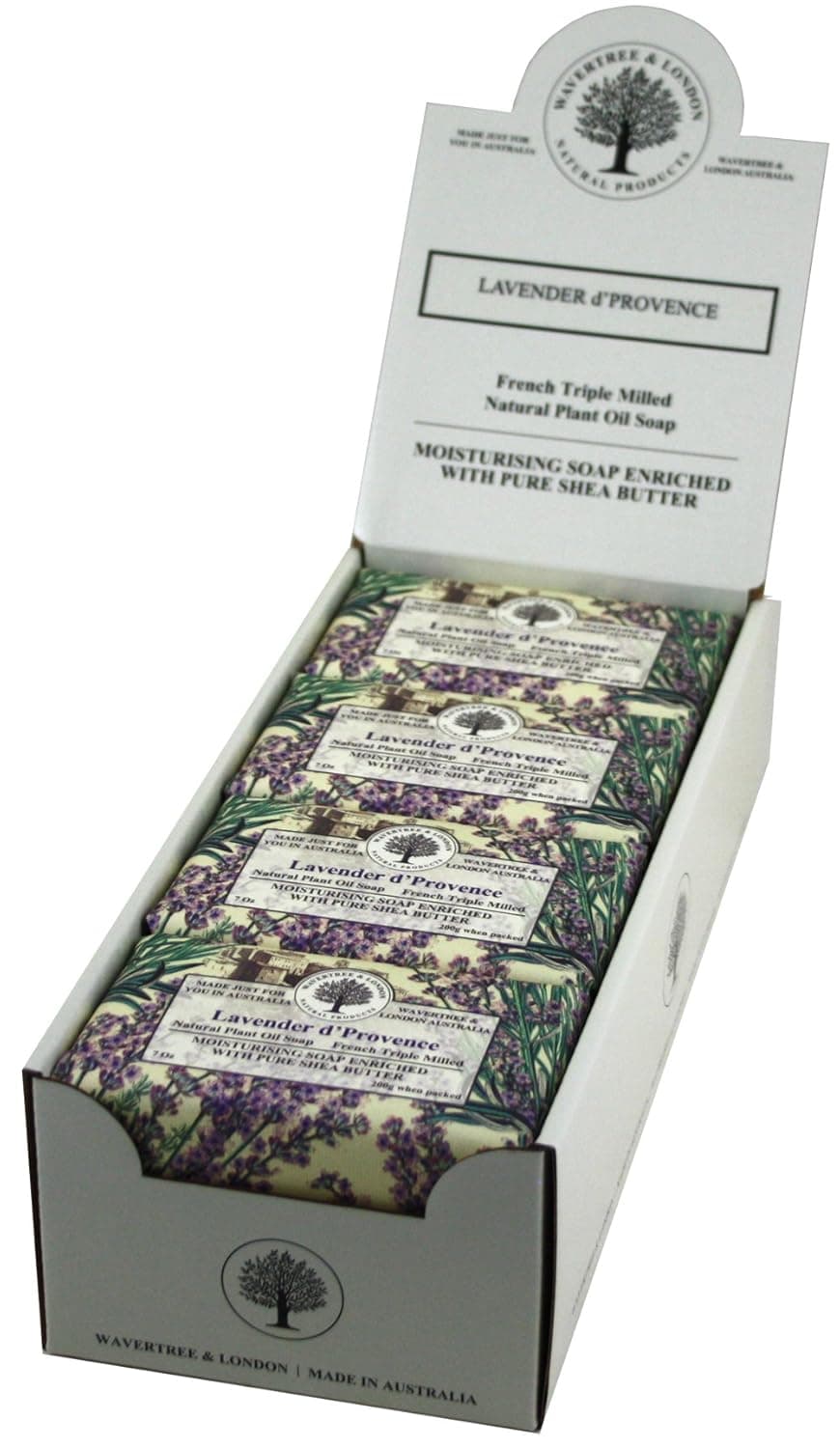 Wavertree London Lavender DProvence Scented Natural Soap 8 Bars 7oz Moisturizing French Triple Milled Soap Bars enriched with shea butter Pure Plant Oil Bath Body Soap for All Skin Types