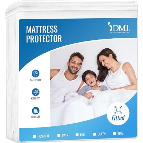 DMI Waterproof Mattress Protector, White, 36x80x6 Inch, Noiseless Plastic