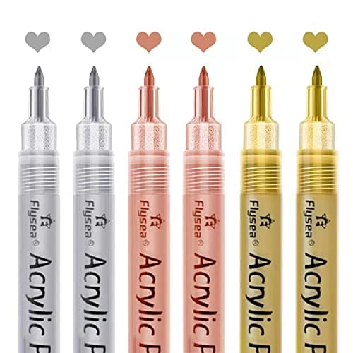 EBOT Premium Metallic Markers Pens Rose Gold Silver and Gold Paint Pens for Black Paper Glass Rock Painting Halloween Pumpkin Card Making Scrapbook Album Christmas DIY Art Craft