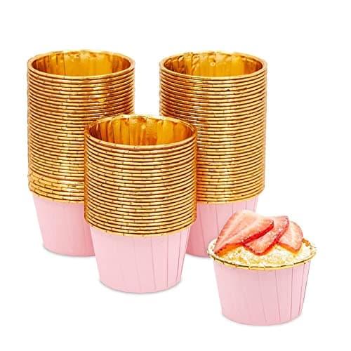 Deera Gold Color Inner Finish Expandable Muffin Cup Cake Paper Mould Multi Colour- Medium, Pack of 50 (Medium, 50)