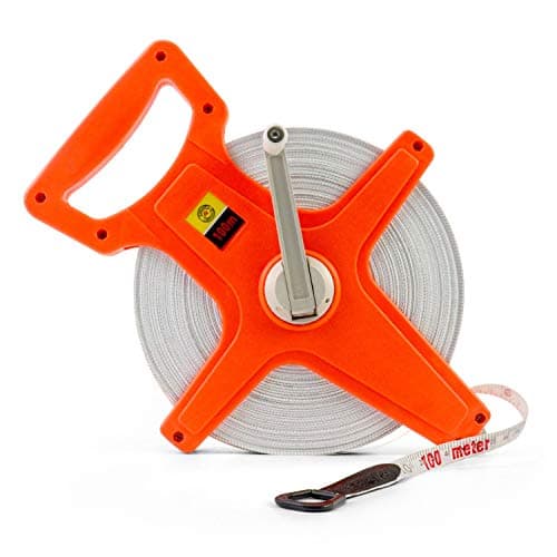 QWORK Tape Measure, 1/2" x 330' Open Reel Dual Sided Fiberglass Tape Measure for Engineer, Yard and Field, Measuring Tape