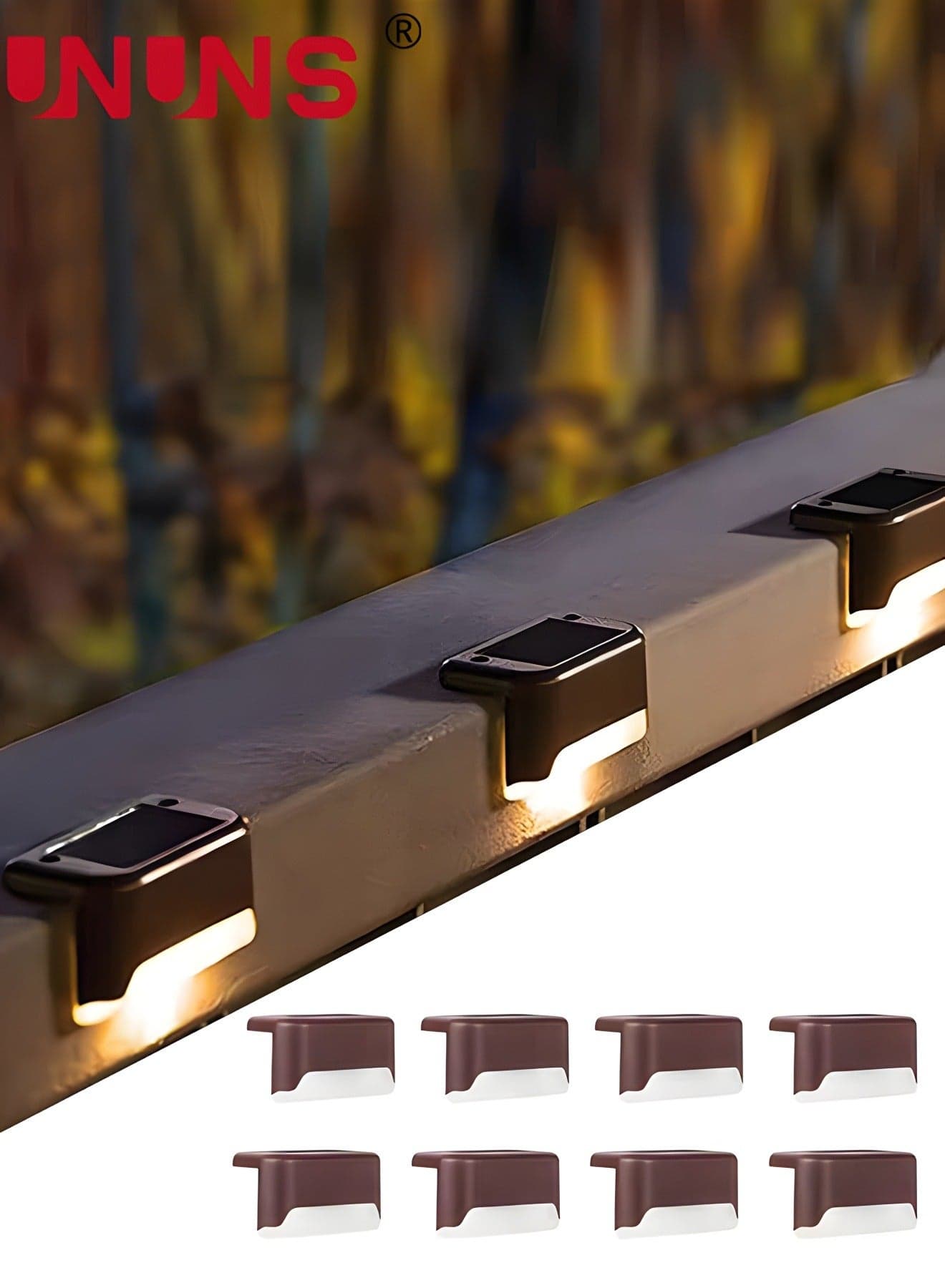 Solar Step Lights,8 Pack Waterproof LED Solar Garden Light,Decor Solar Lights Lamp For Railing,Stairs,Fence,Post,Yard And Driveway,Brown
