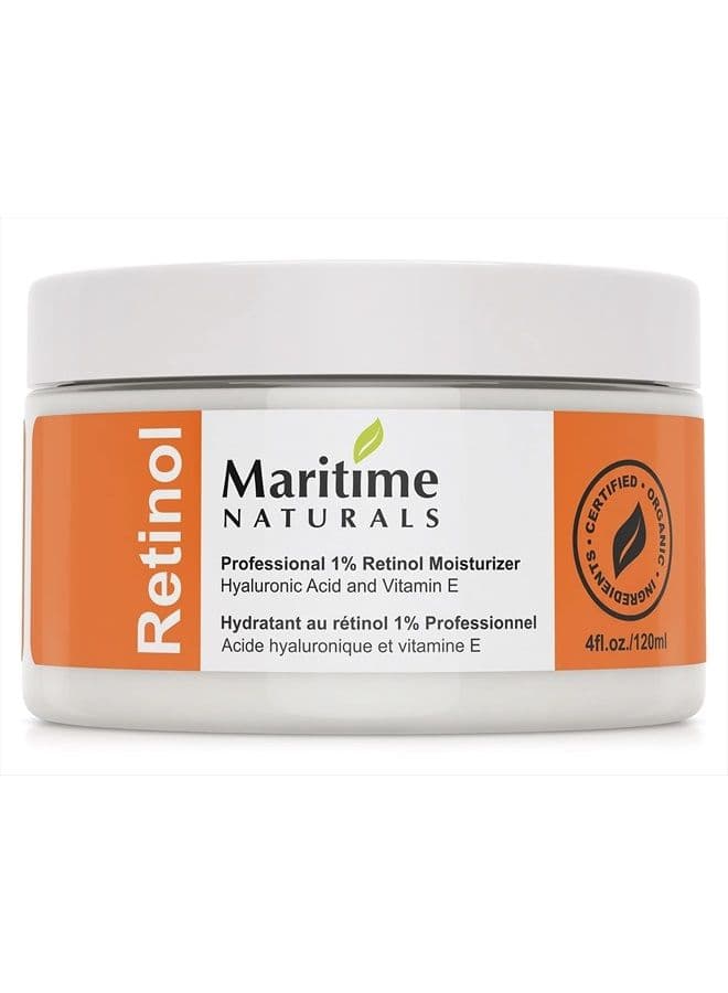 Retinol Moisturizer, Professional Grade Face Moisturizer with Hyaluronic Acid & Vitamin E, Anti Aging Face Cream for Women and Men, Made in Canada (120ml)