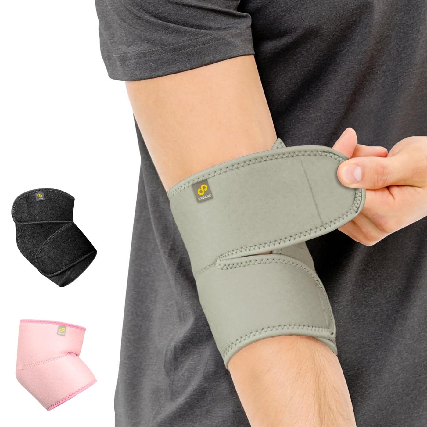 Bracoo Elbow Brace for Tendonitis Women Men Tennis Elbow Compression Sleeve Wrap Support Golfers Elbow Bursitis Sprains Strains Sports Injury Recovery Joint Arthritis Pain Relief ES10