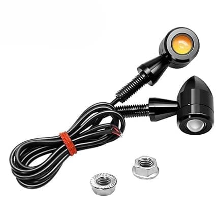SELVIKE Side LED Indicator Light Original Waterproof Aluminum Bullet Shape Turn Signal Lights Indicator motorcycle lights Universal for All Bikes Models Turn Signal Lights Motorcycle (Black,Yellow)