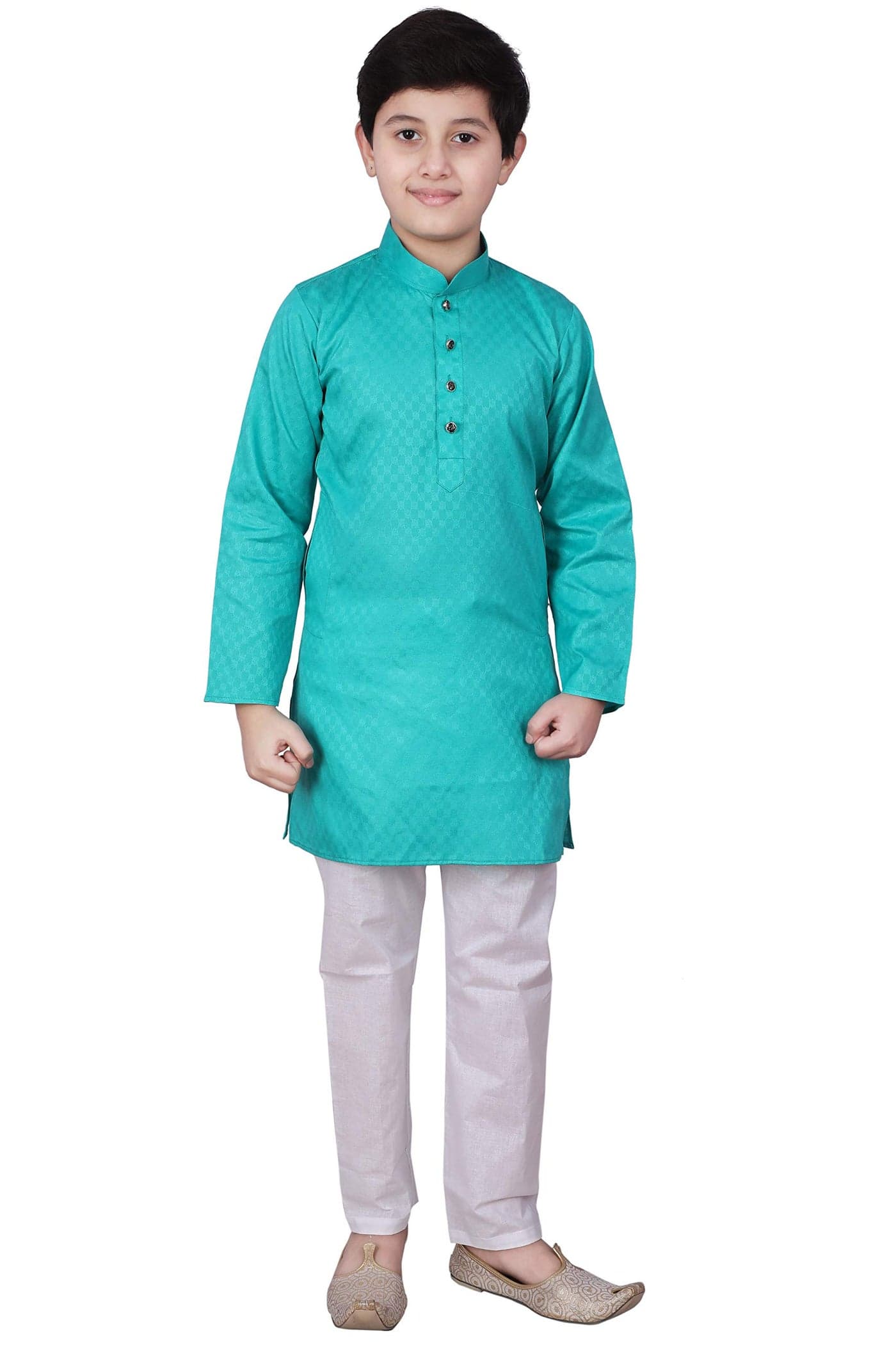 Pro-Ethic Style Developer Indian Cotton Kurta Set For Boys |Traditional Kids Ethnic Wear | Pack of 1 (GREEN, S-101) (7-8 Y)