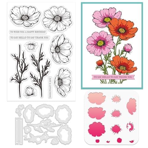 ORIGACH Realistic Cosmos Stamps and Dies and Layering Coloring Stencil Set