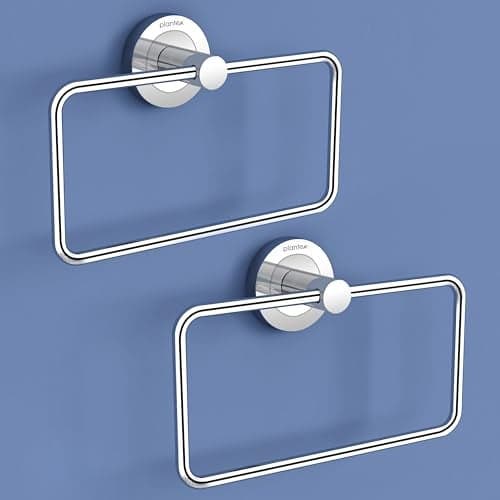 Plantex Stainless Steel Towel Ring for Bathroom/Wash Basin/Napkin-Towel Hanger/Bathroom Accessories (Chrome-Rectangular) - Pack of 2