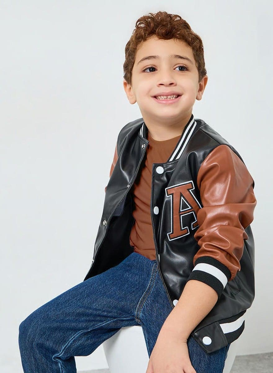 Boys Color Block Bomber Jacket
