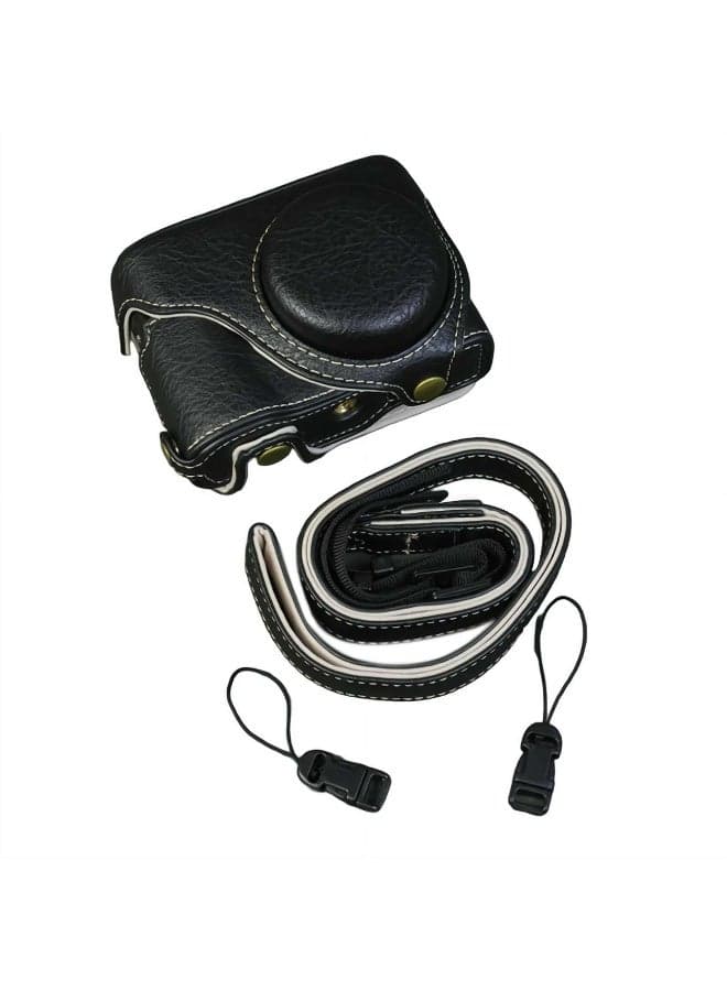 Case Compatible with TZ99 Digital Camera, PU Leather Protective Cover for Panasonic DC-ZS99 Tz99, Camera Case with Adjustable Shoulder Strap With 1/4 Inch Screw at The Bottom (Black)