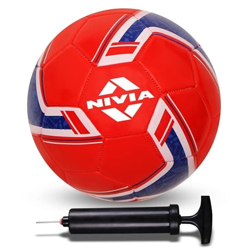 Nivia Spinner Machine Stitched Football with Ball Pump 6" Combo (England) (Multicolor, Size -5)