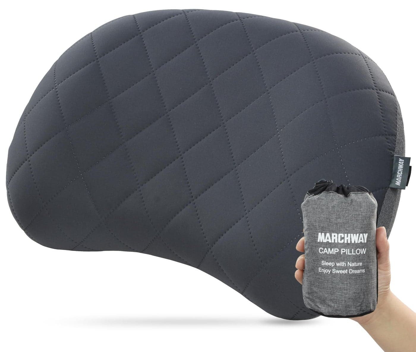 MARCHWAY Ultralight Inflatable Camping Pillow with Soft Washable Cover Compact Compressible Portable Travel Air Pillow for Outdoor Camp Sport Hiking Backpacking Sleep Grey
