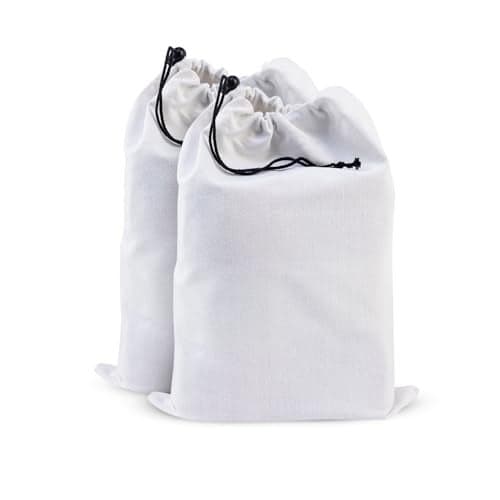 LFH Cotton Rich Shoe Storage Bags with Drawstring Dustproof Breathable Reusable Organizer Perfect For Travel Dorm Hotel College Gym Easy to Carry Machine Washable 12x17 Pack of 2 White