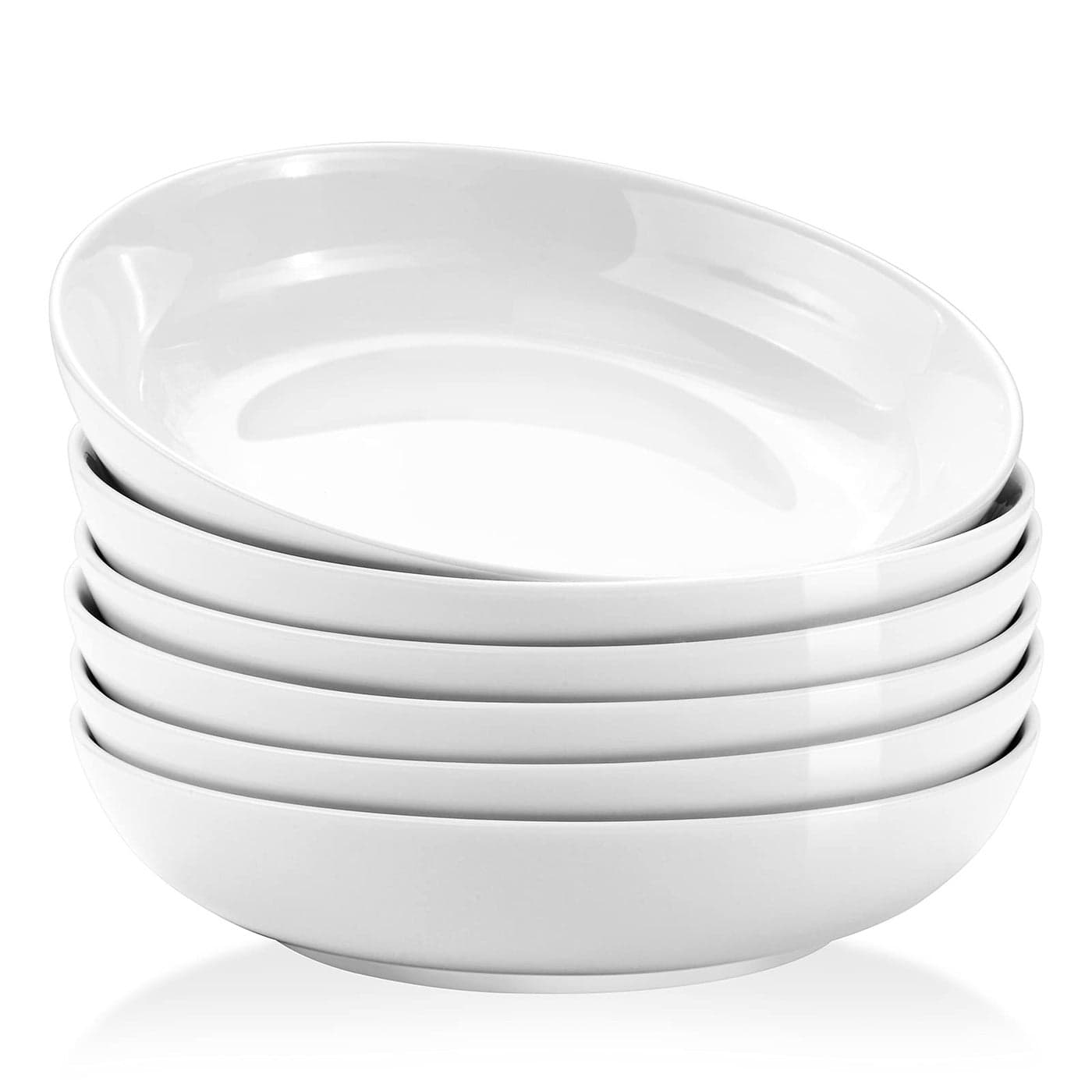 Yedio Pasta Bowls 22oz White Salad Soup Bowls Large Pasta Serving Bowl Porcelain Pasta Plates Wide and Shallow Bowls Set of 6 Microwave Dishwasher Safe Valentines Day Gift