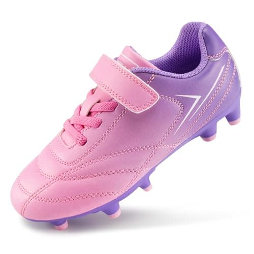 Stelle Kids Soccer Cleats Boys Girls Firm Ground Athletic Outdoor Football Soccer Shoes for LittleBig KidGCL005Violet Blush12ML