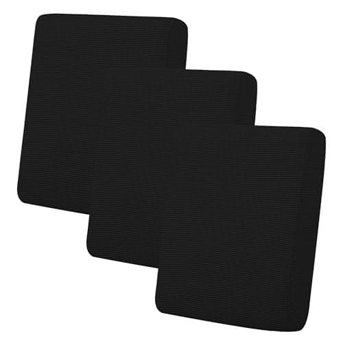 Easy-Going Stretch Individual Chair Couch Cushion Cover Sofa Cushion Furniture Protector Sofa slipcover Soft Flexibility with Elastic Bottom (3-Piece Sofa Cushion Cover, Black)