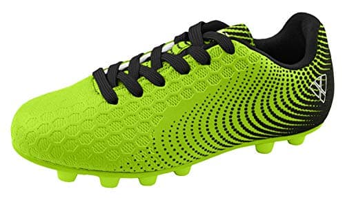 Vizari USA Stealth Boys Girls Soccer Cleats Youth Firm Ground Athletic Outdoor Football Shoes for Toddler Little Kid Big Kid Lightweight Durable GreenBlack