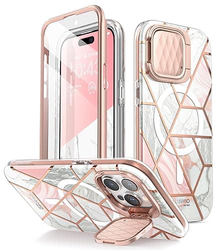 iBlason Cosmo for iPhone 15 Pro Case with Camera Cover Stand Compatible with MagSafeBuiltin Screen Protector 360 FullBody Protective Magnetic Phone Case for iPhone 15 Pro 2023 Marble
