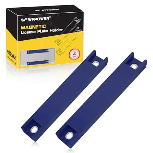 WFPOWER Magnetic License Plate Holder, 2 Pack Rubber Coated Protection Dealer Test Driving Plate Holder Blue Demo Tag Magnet Bar License Plate Holder No Drill for Car with Screws
