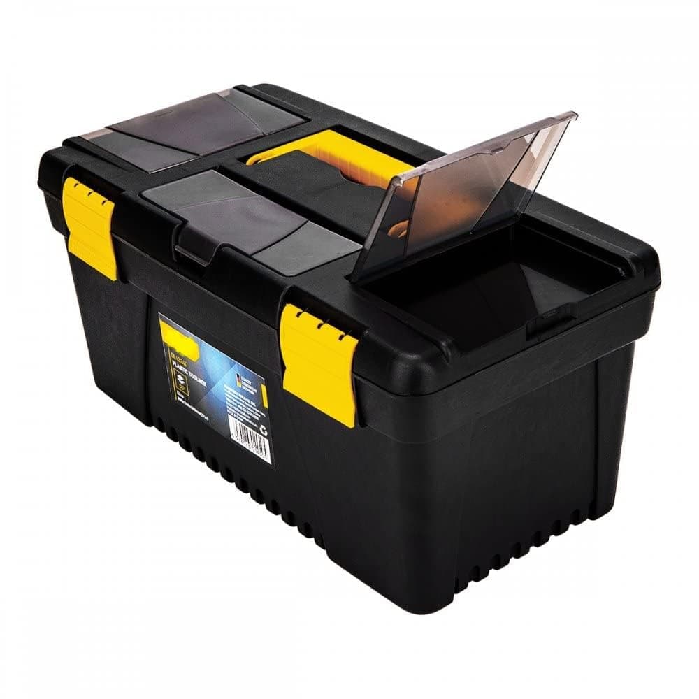 GSK Cut Tool Box Plastic Tool Organiser with Removable Tool Tray for Storage of Tools Parts Toys Repair Tool etc with One hand Snap Latch 12 Inch