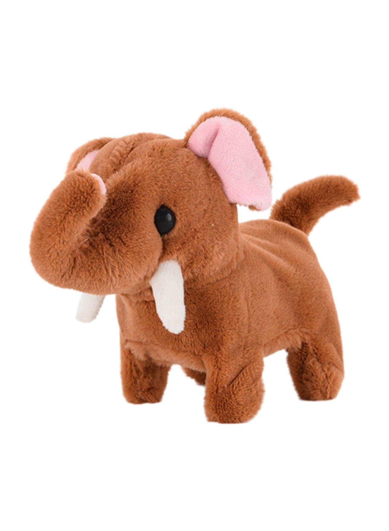 Brown Electric Elephant Electric Plush Toy Can Walk, Call And Wag Its Tail. Mechanical Simulation Plush Touch Interactive Toy Suitable For Children And Babies