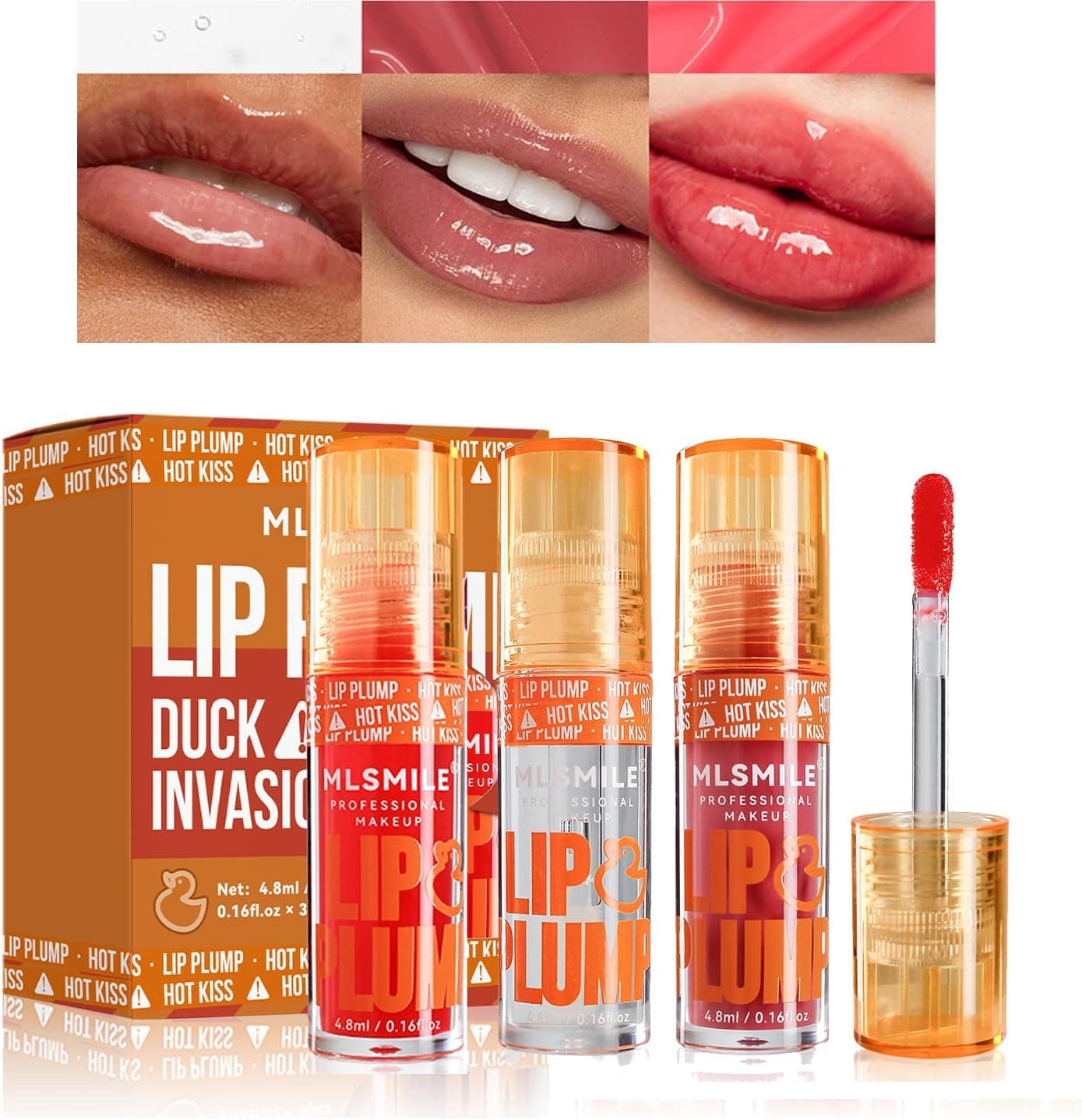 3PCS Duck Plumping Lip GlossPlump Lip GlossHigh Pigmentation Shine FinishDuck Plumping NonSticky Matte FInishInfused with Spicy GingerClearly Spicy