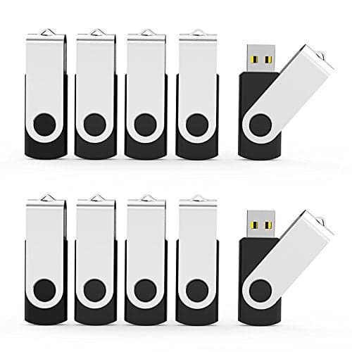 Aiibe 32GB USB Flash Drives Thumb Drive 10 Pack Bulk 32 GB Flash Drive USB 2.0 Memory Sticks Swivel Jump Zip Drives (32GB, 10 Pack, Black)