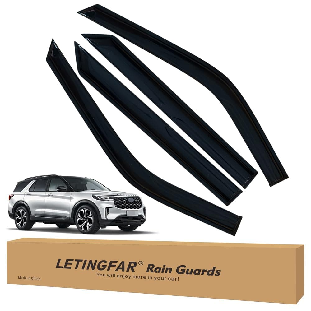 LETINGFAR Window Visors Rain Guards for Ford Explorer 2020 2021 2022 2023 2024 2025 Accessories Wind Deflectors Vent Shades for Ford Explorer